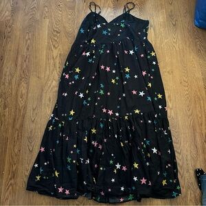 ModCloth navy blue multicolor Star Print Maxi Dress plus size 2X tiered lined